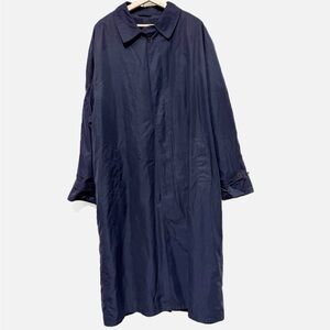 L.L. Bean Freeport Maine Men's Vintage Overcoat Trench Coat Navy Made In USA LT